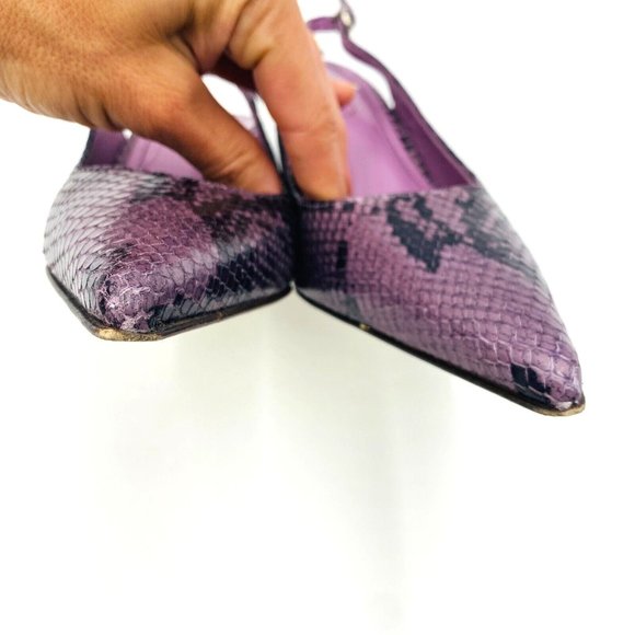 Coach Alena Snakeskin Purple Leather Pointy Slingbacks Heels Womens Size 6.5 B - Picture 5 of 12